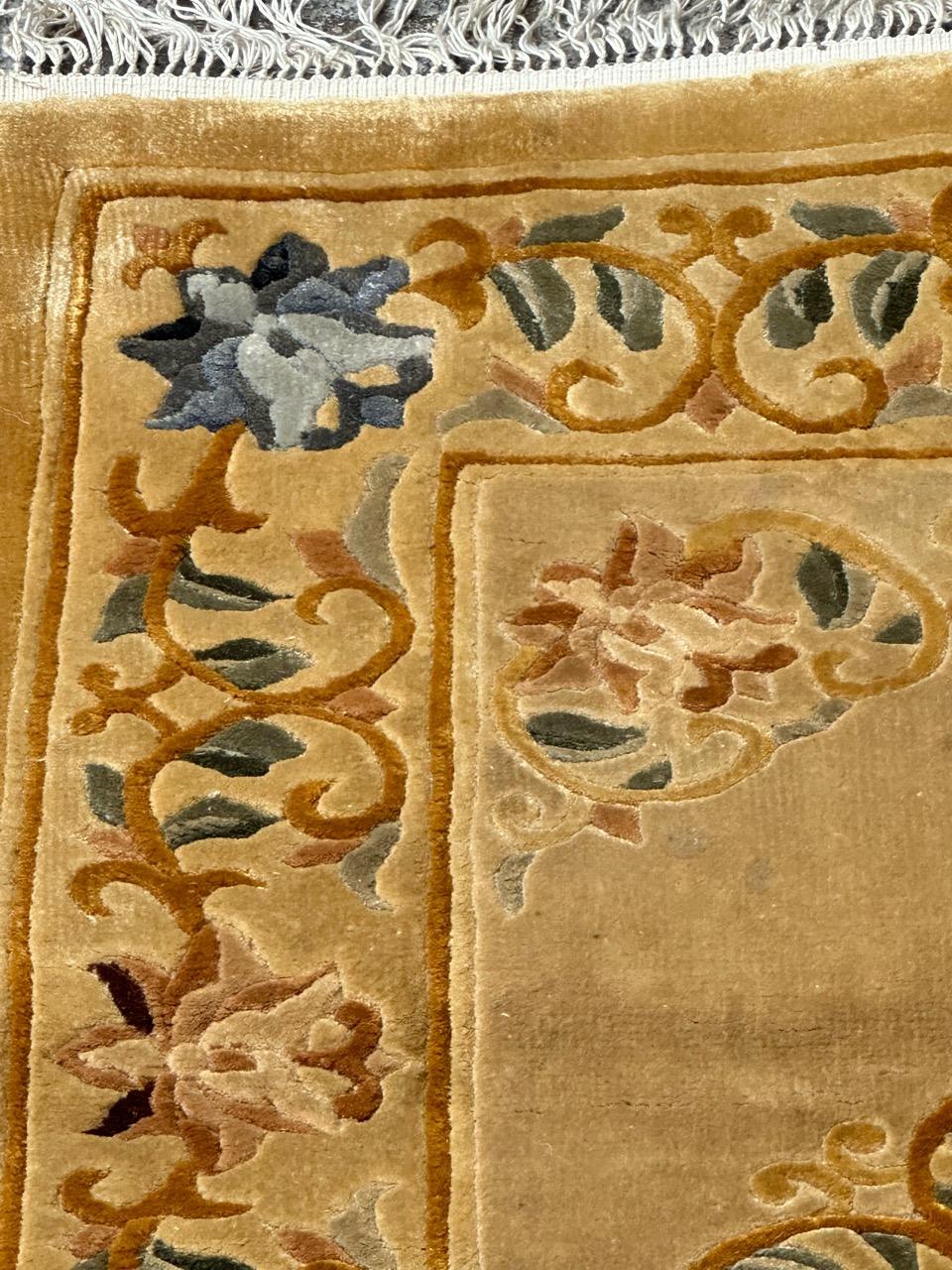 pretty small vintage silk Chinese rug For Sale 11
