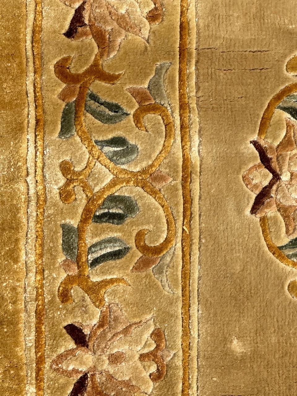 Silk Bobyrug’s pretty small vintage silk Chinese rug  For Sale