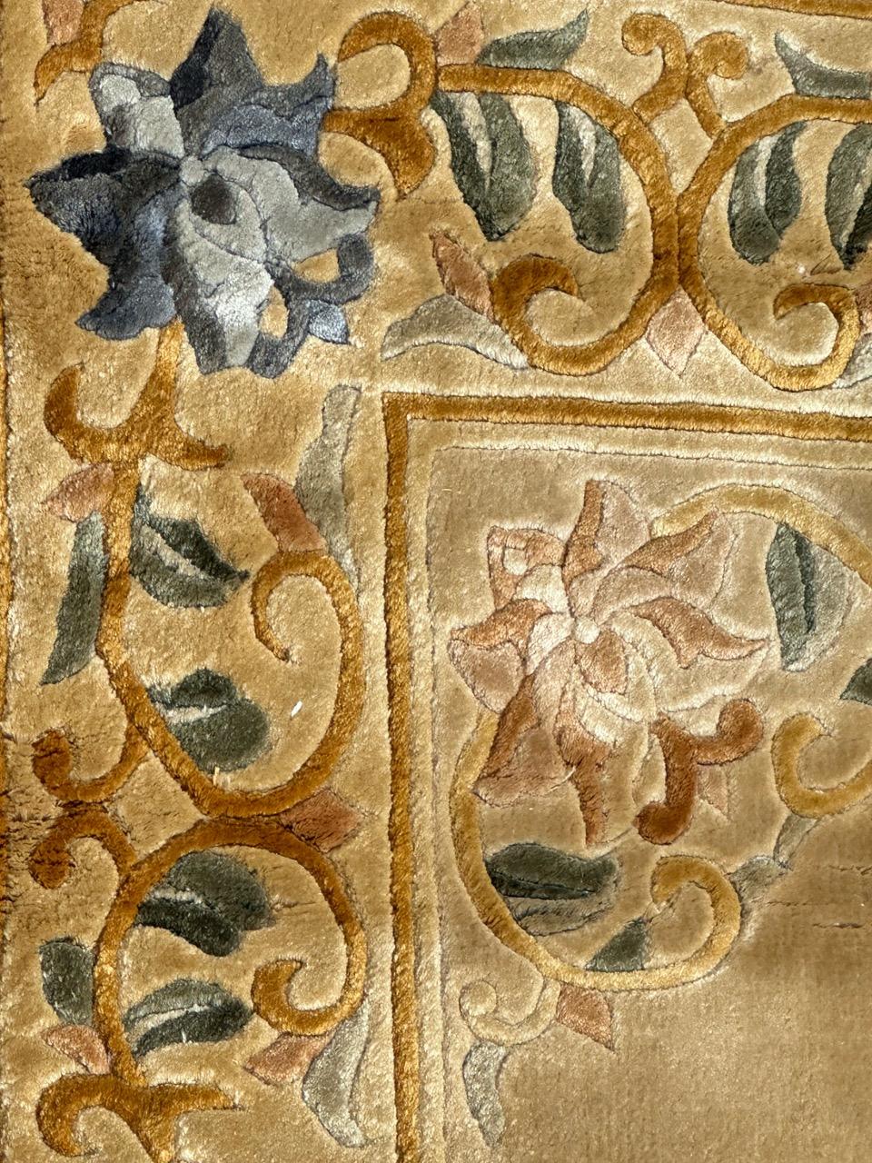 pretty small vintage silk Chinese rug For Sale 1