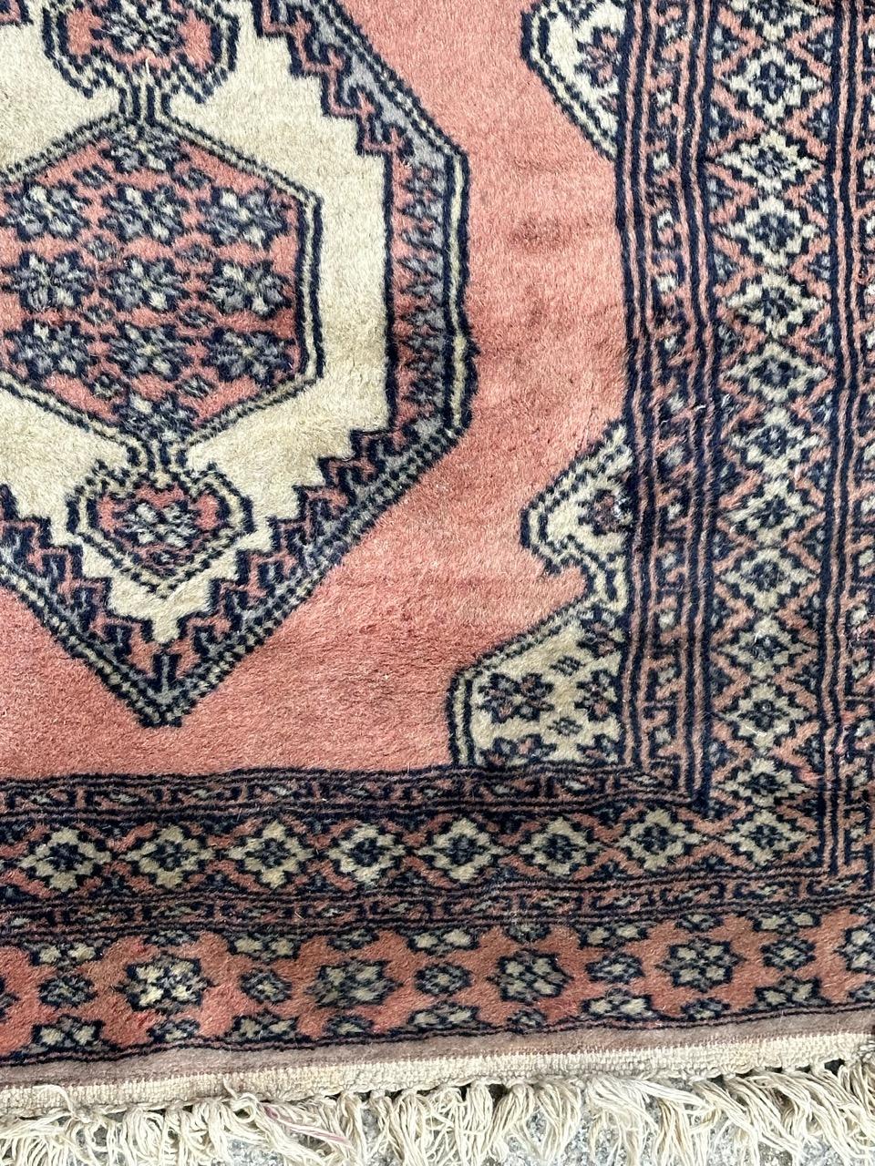 Tribal Bobyrug’s pretty small vintage square Pakistani rug For Sale