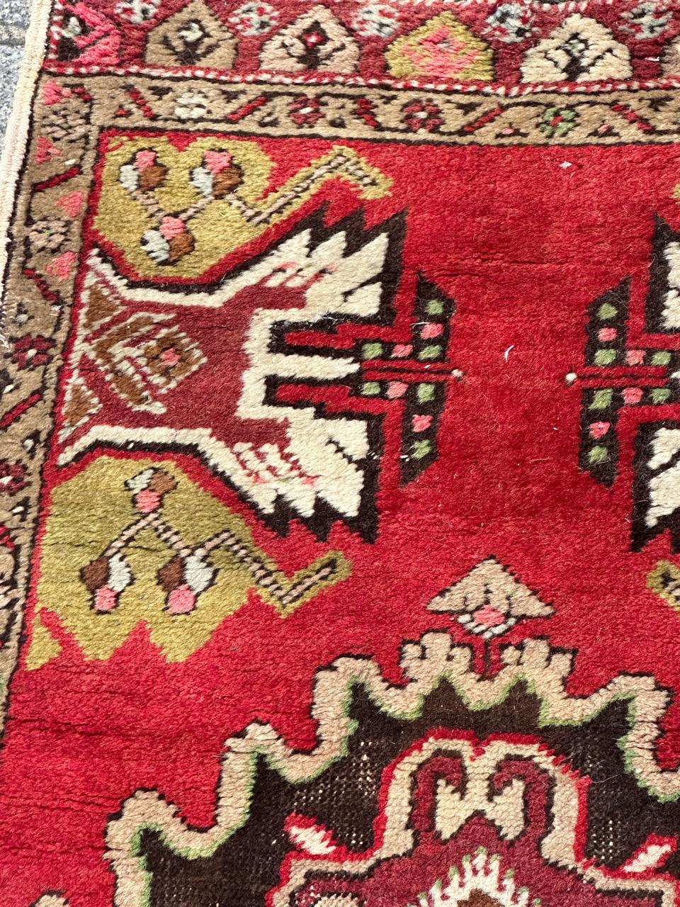 pretty small vintage Turkish Yastik rug For Sale 3