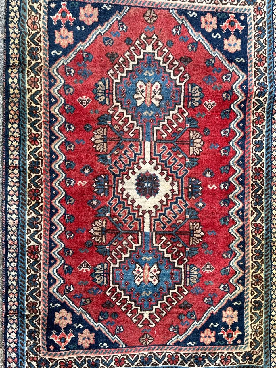 pretty small vintage Yalameh rug  For Sale 7