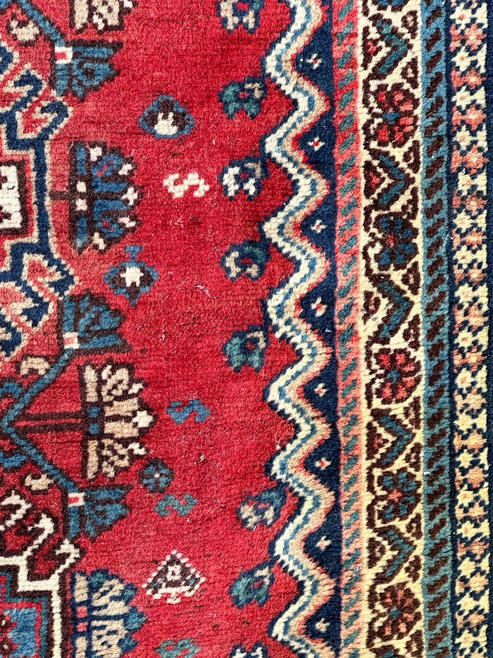 Late 20th Century Bobyrug’s pretty small vintage Yalameh rug  For Sale