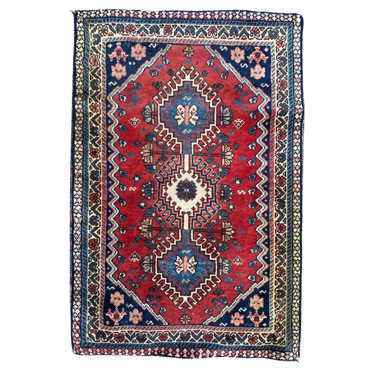 Bobyrug’s pretty small vintage Yalameh rug  For Sale