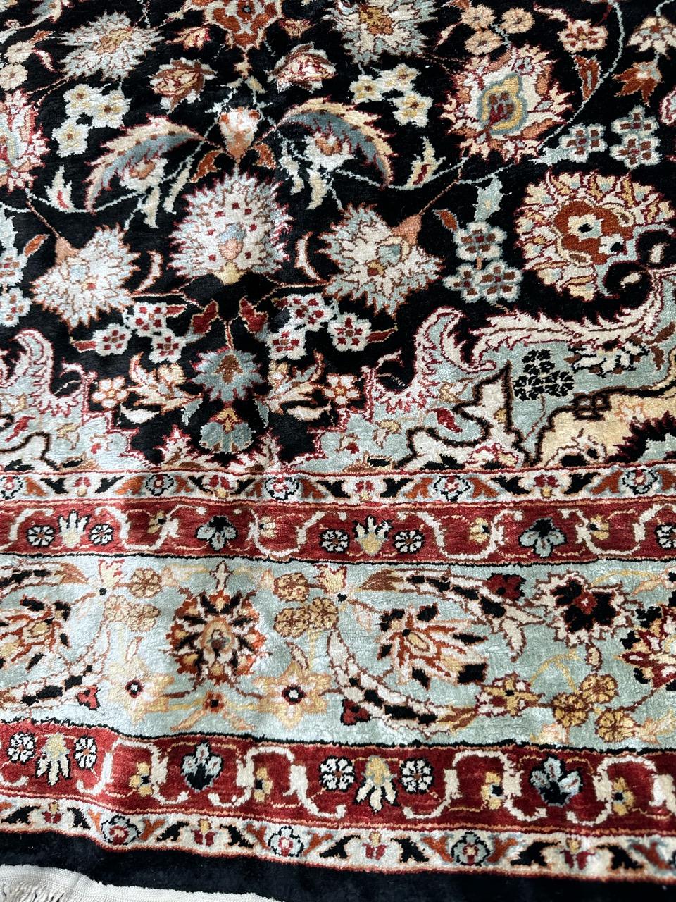 Bobyrug’s Pretty very fine Sino Persian silk rug  For Sale 1