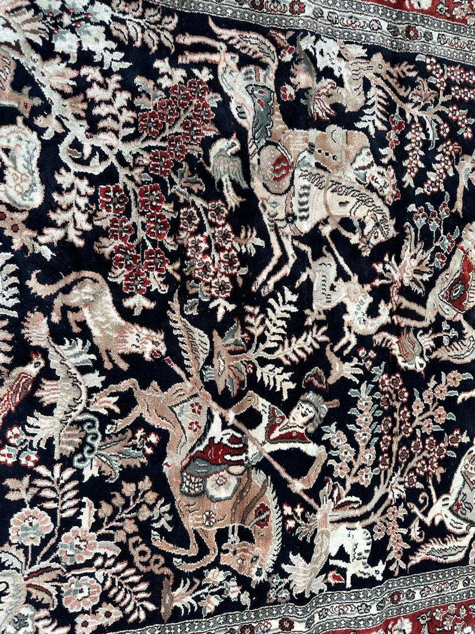 Bobyrug’s Pretty very fine Sino Persian silk rug  For Sale 3