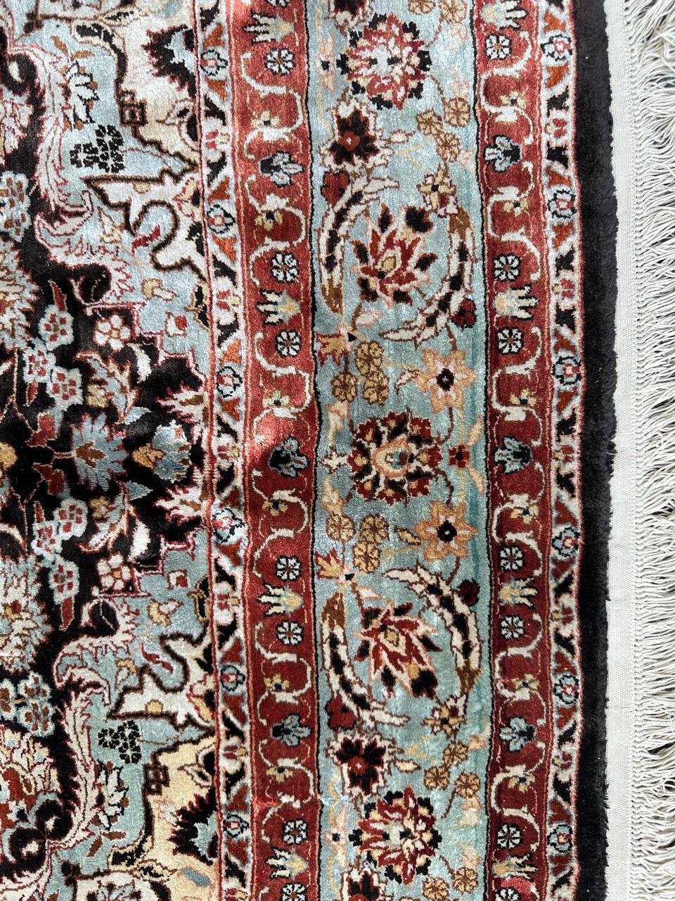 Bobyrug’s Pretty very fine Sino Persian silk rug  For Sale 2