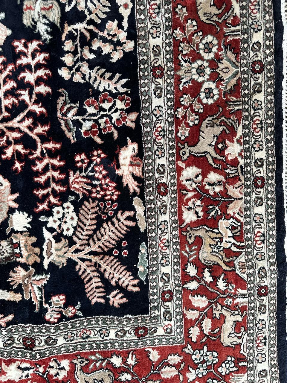 Bobyrug’s Pretty very fine Sino Persian silk rug  For Sale 5