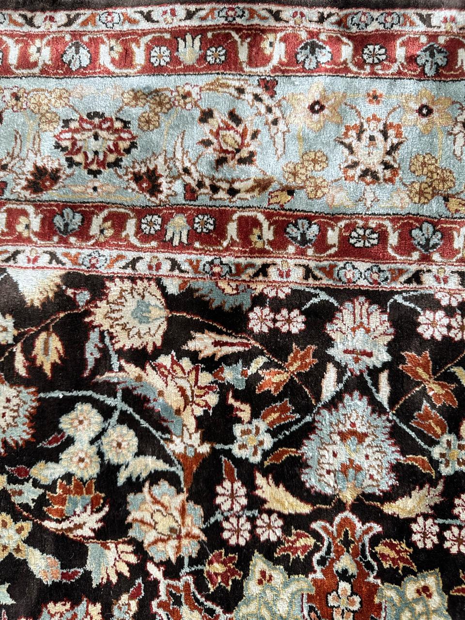 Bobyrug’s Pretty very fine Sino Persian silk rug  For Sale 4