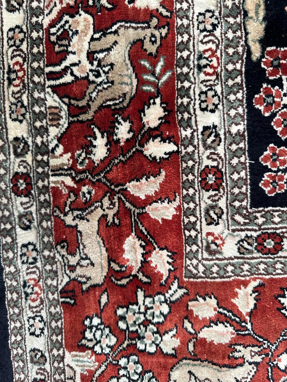 Bobyrug’s Pretty very fine Sino Persian silk rug  For Sale 7