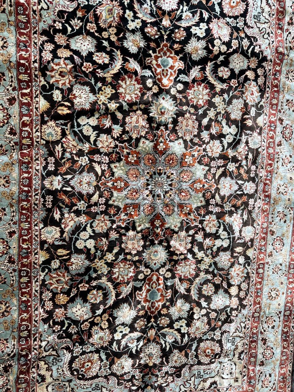 Bobyrug’s Pretty very fine Sino Persian silk rug  For Sale 6