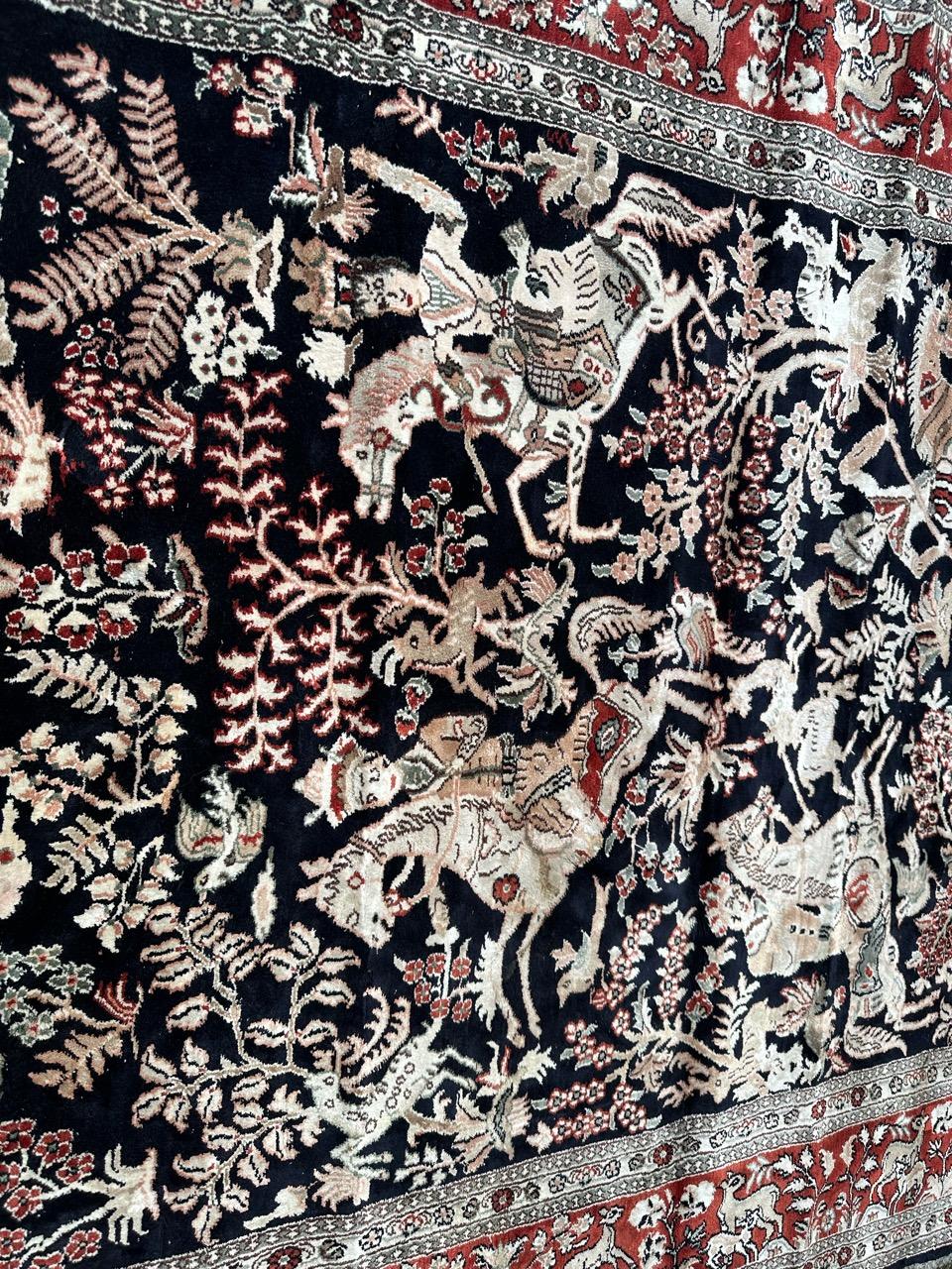Bobyrug’s Pretty very fine Sino Persian silk rug  For Sale 8