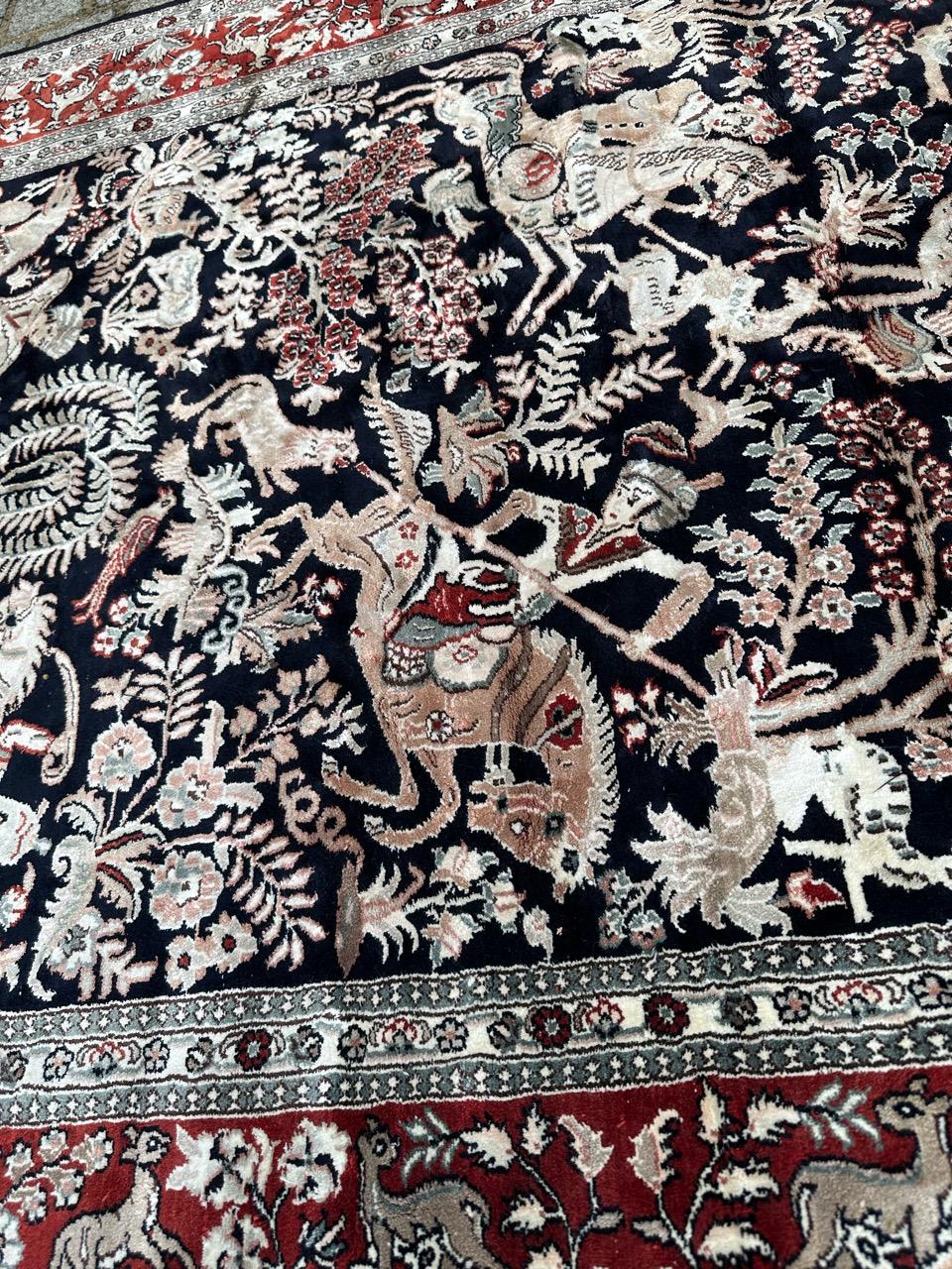 Bobyrug’s Pretty very fine Sino Persian silk rug  For Sale 10