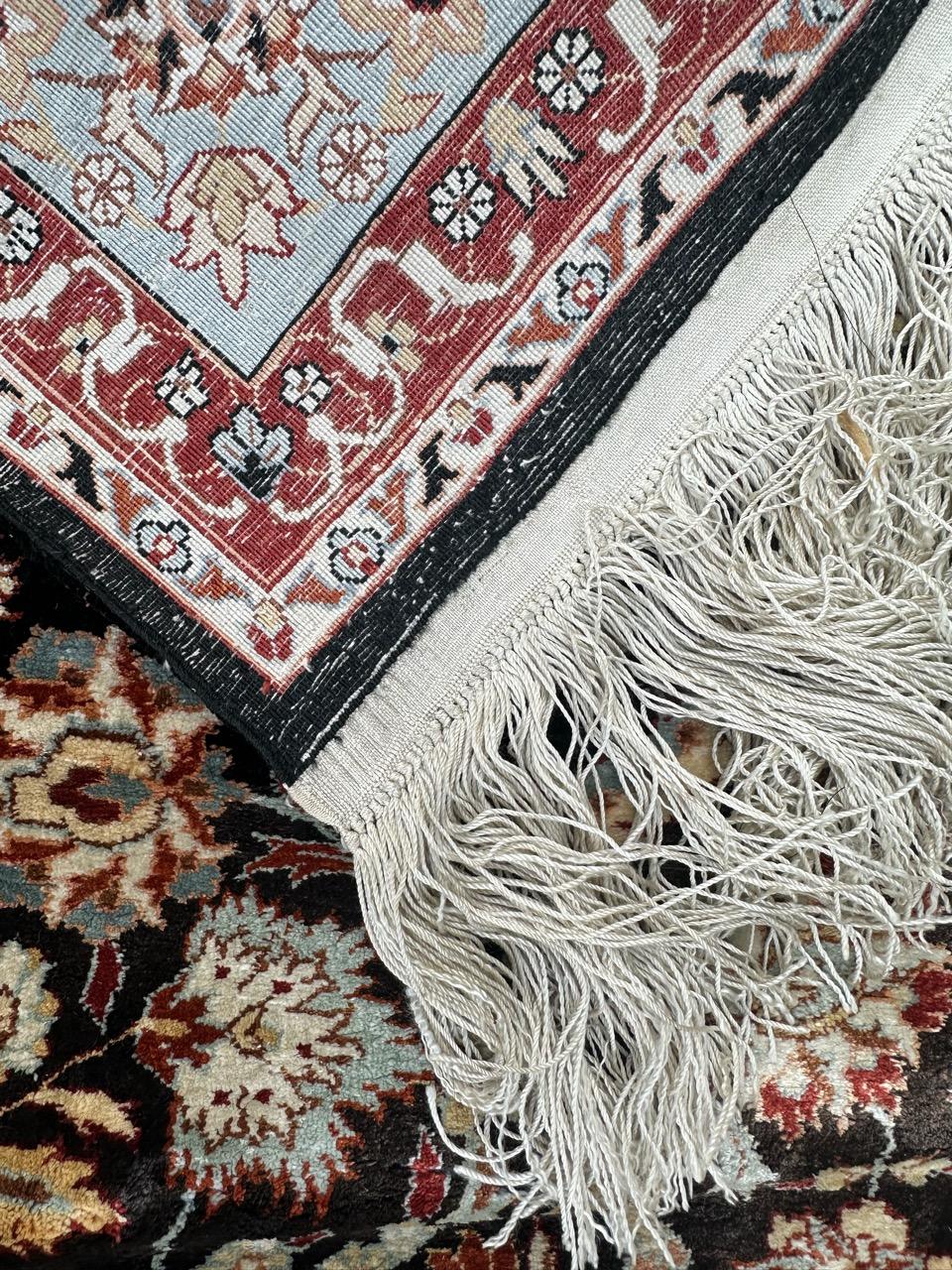 Bobyrug’s Pretty very fine Sino Persian silk rug  For Sale 9