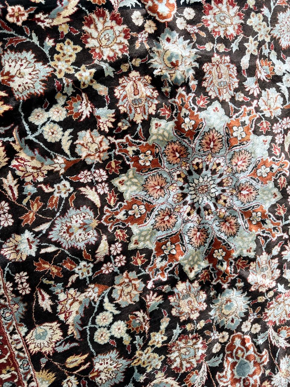 Bobyrug’s Pretty very fine Sino Persian silk rug  For Sale 10