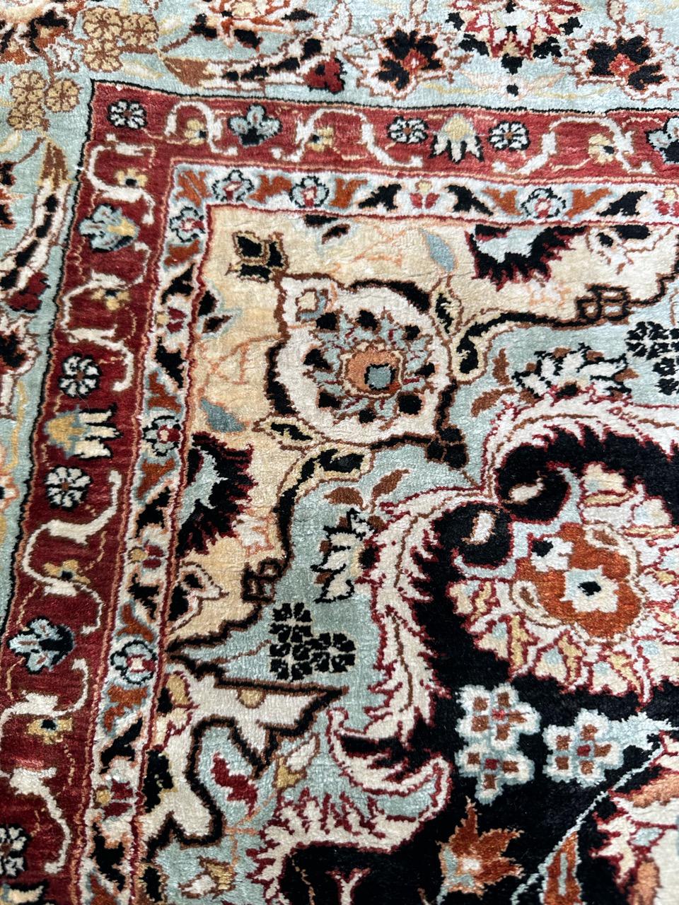 Bobyrug’s Pretty very fine Sino Persian silk rug  For Sale 11