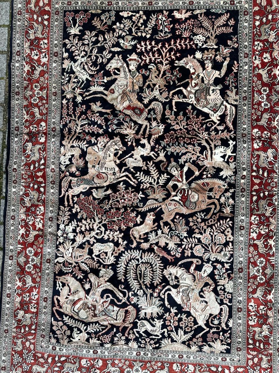 Tabriz Joli tapis de soie sino-persane très fin de Bobyrug  en vente
