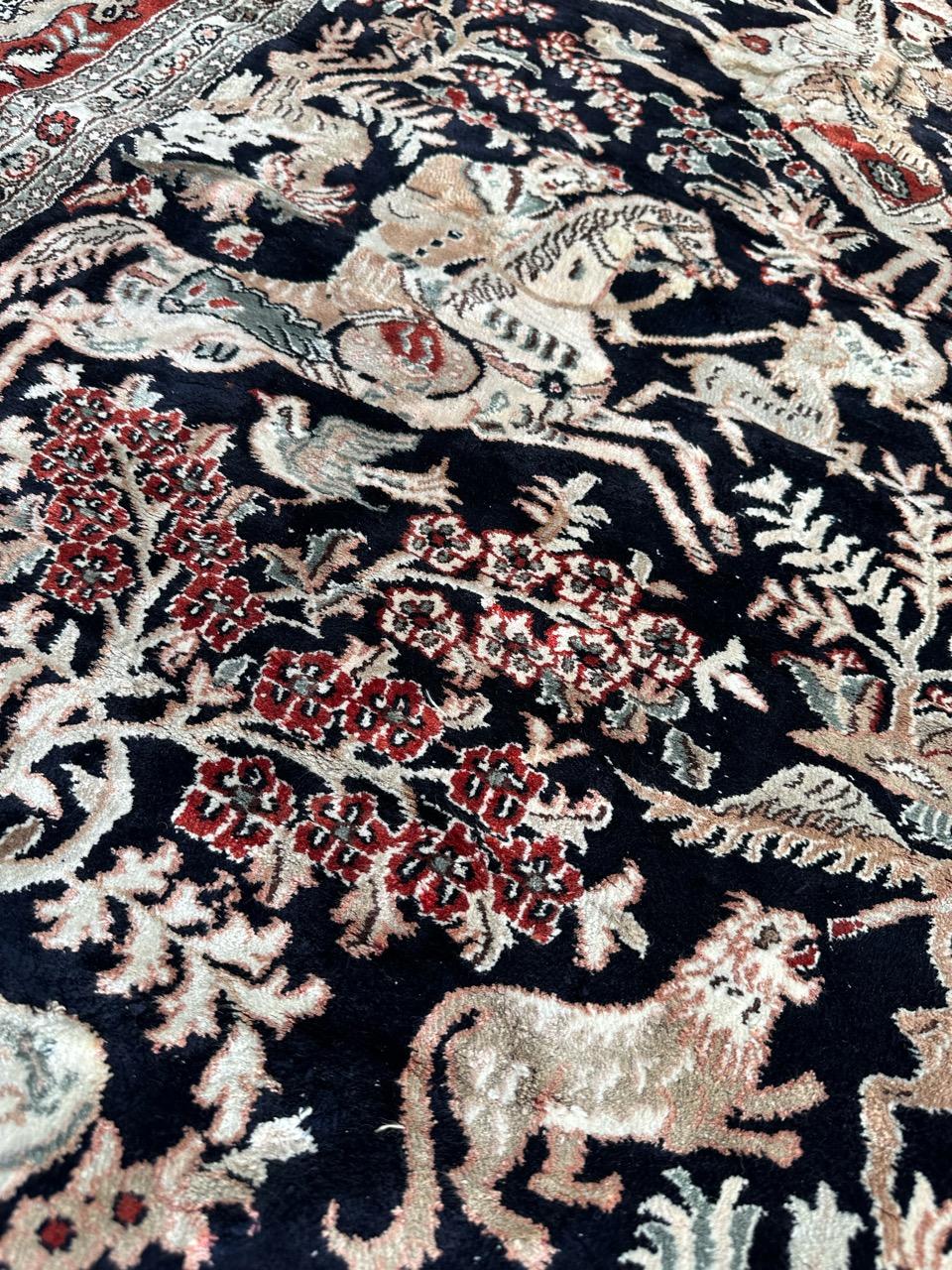 Hand-Knotted Bobyrug’s Pretty very fine Sino Persian silk rug  For Sale