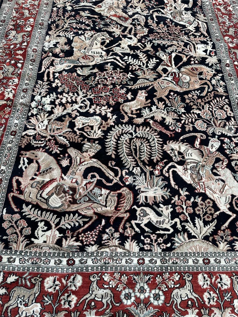 Soie Joli tapis de soie sino-persane très fin de Bobyrug  en vente