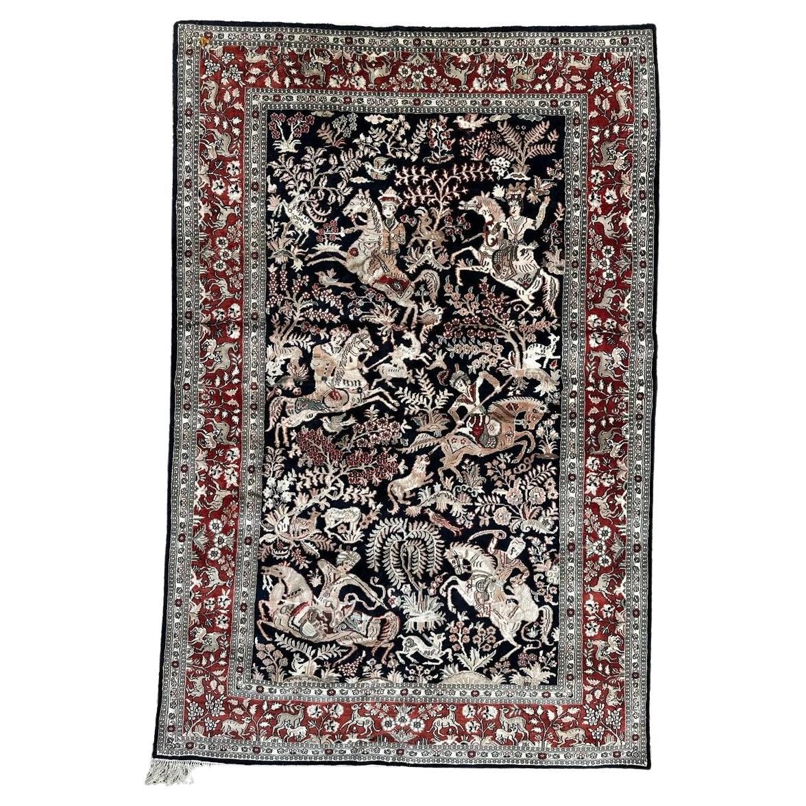 Bobyrug’s Pretty very fine Sino Persian silk rug