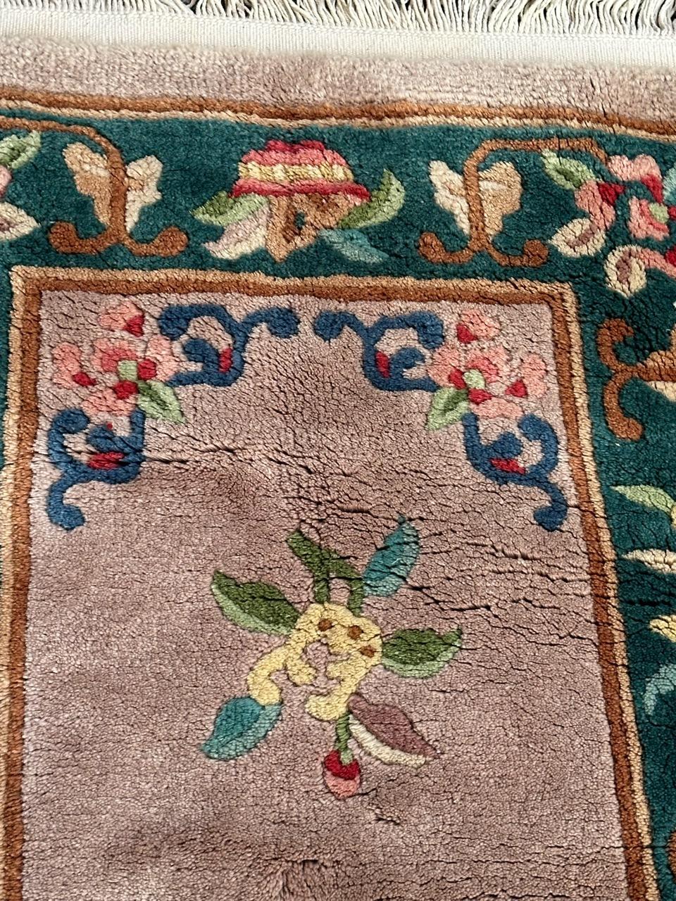 Bobyrug’s pretty vintage art deco Chinese rug For Sale 4