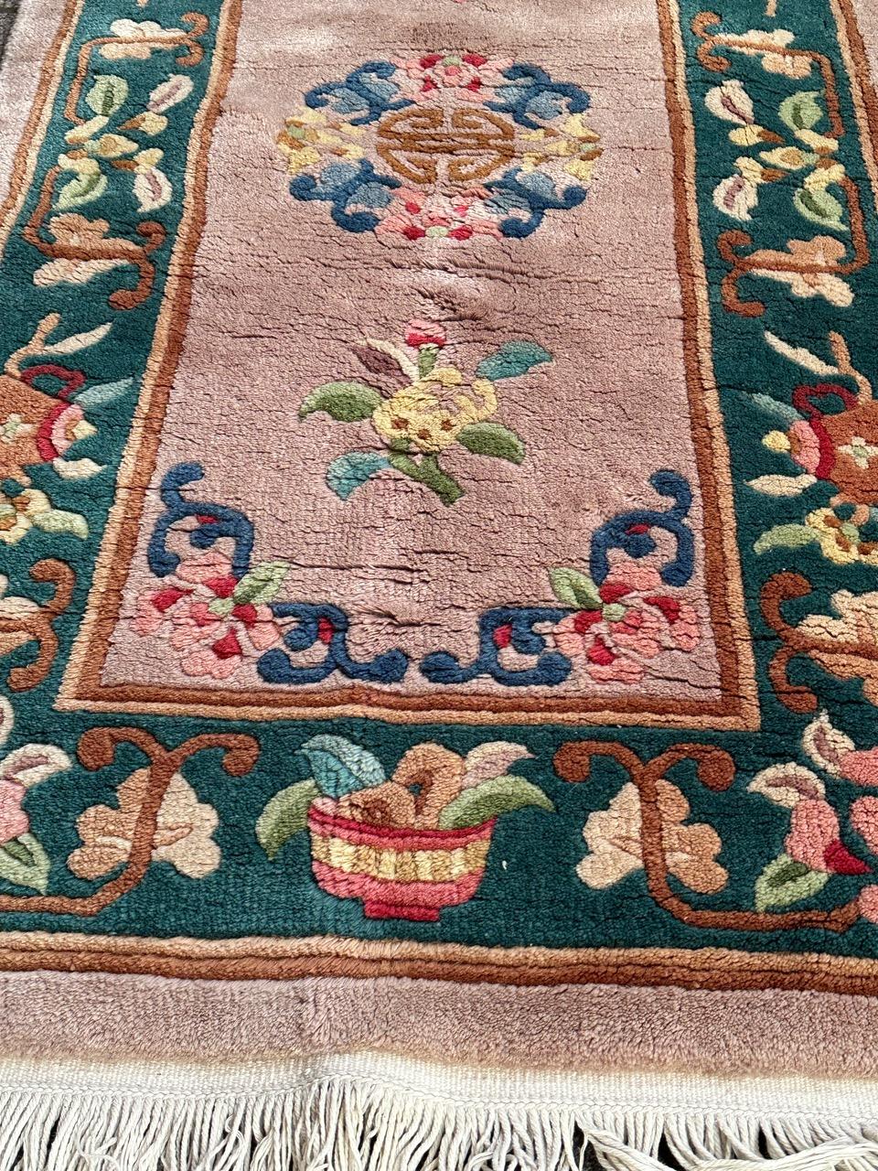 Bobyrug’s pretty vintage art deco Chinese rug For Sale 8