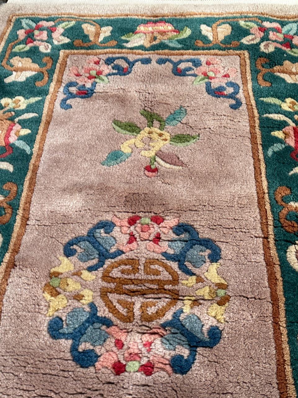 Bobyrug’s pretty vintage art deco Chinese rug For Sale 9