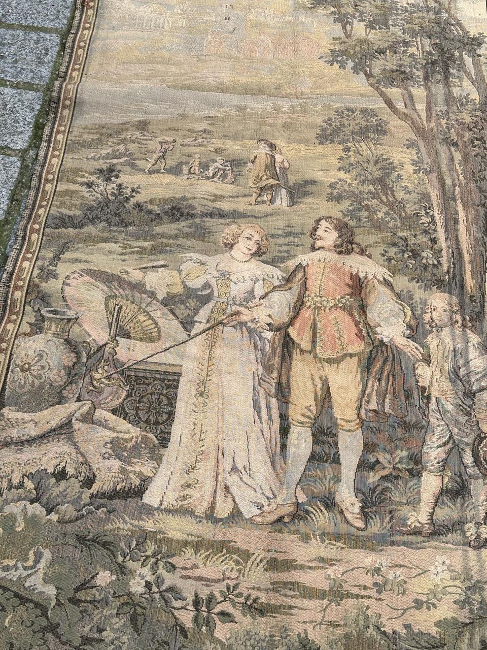 Bobyrug’s pretty vintage Aubusson style french jacquard tapestry  For Sale 3