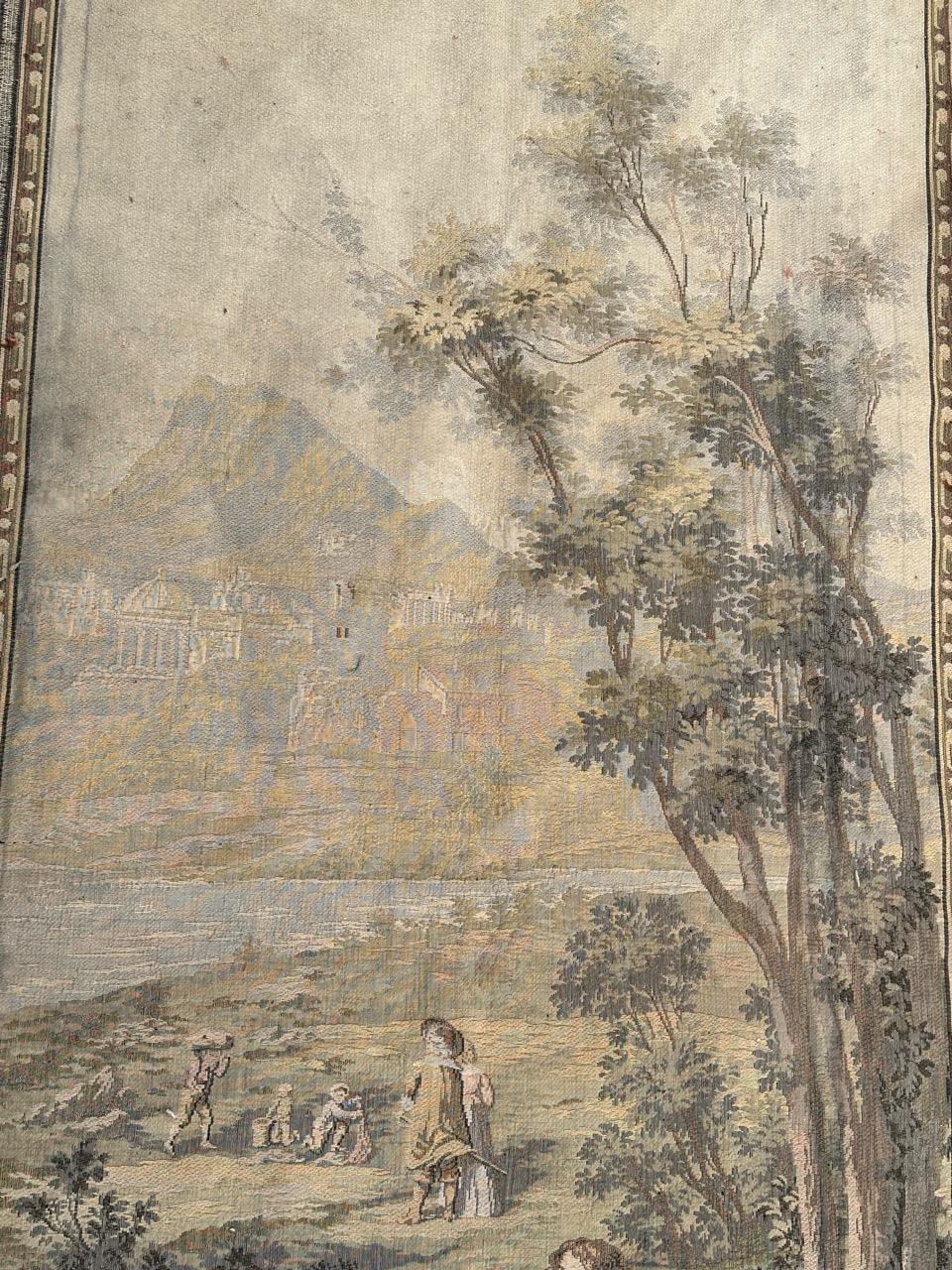 Machine-Made Bobyrug’s pretty vintage Aubusson style french jacquard tapestry  For Sale