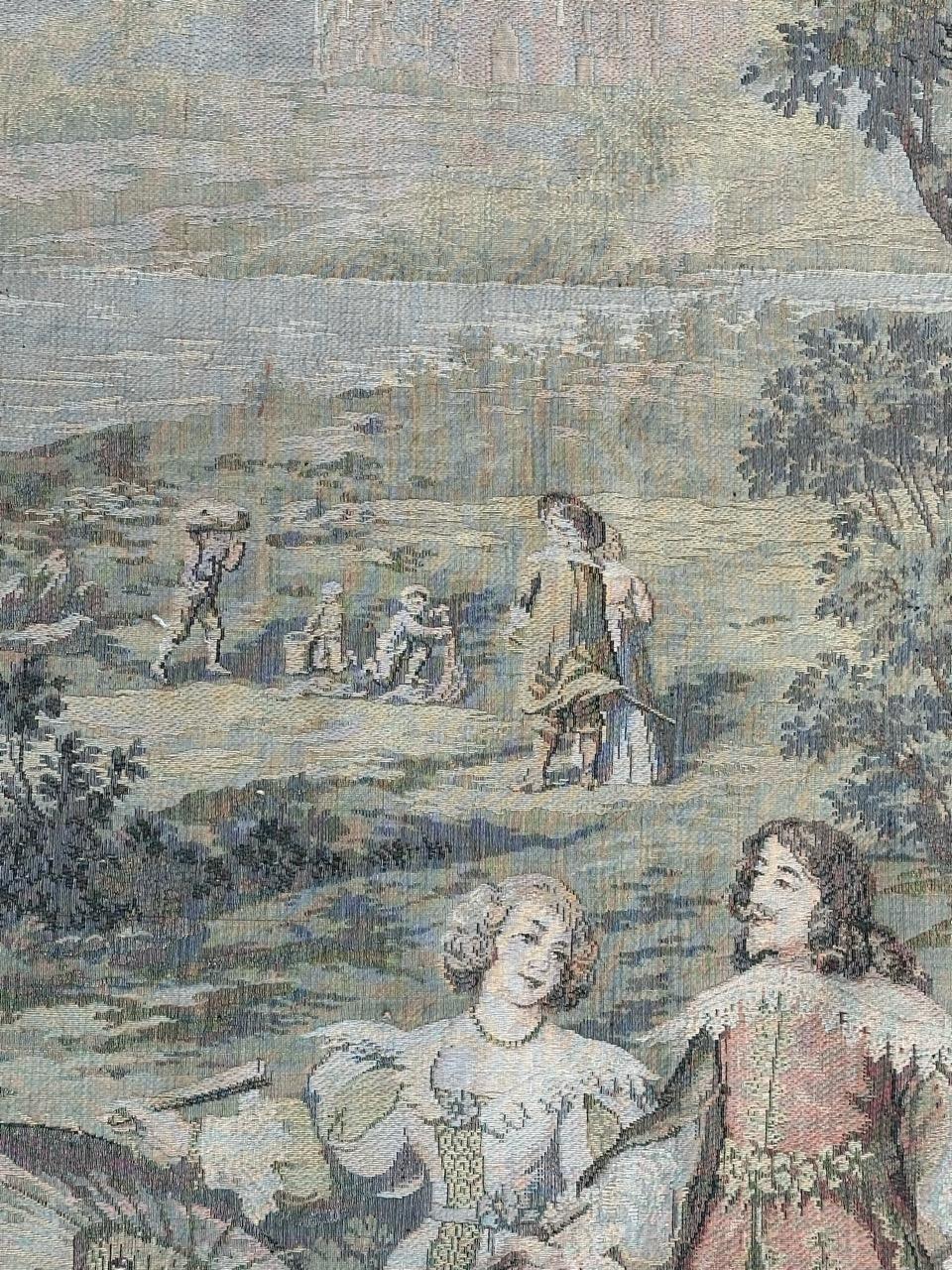 Bobyrug’s pretty vintage Aubusson style french jacquard tapestry  In Good Condition For Sale In Saint Ouen, FR