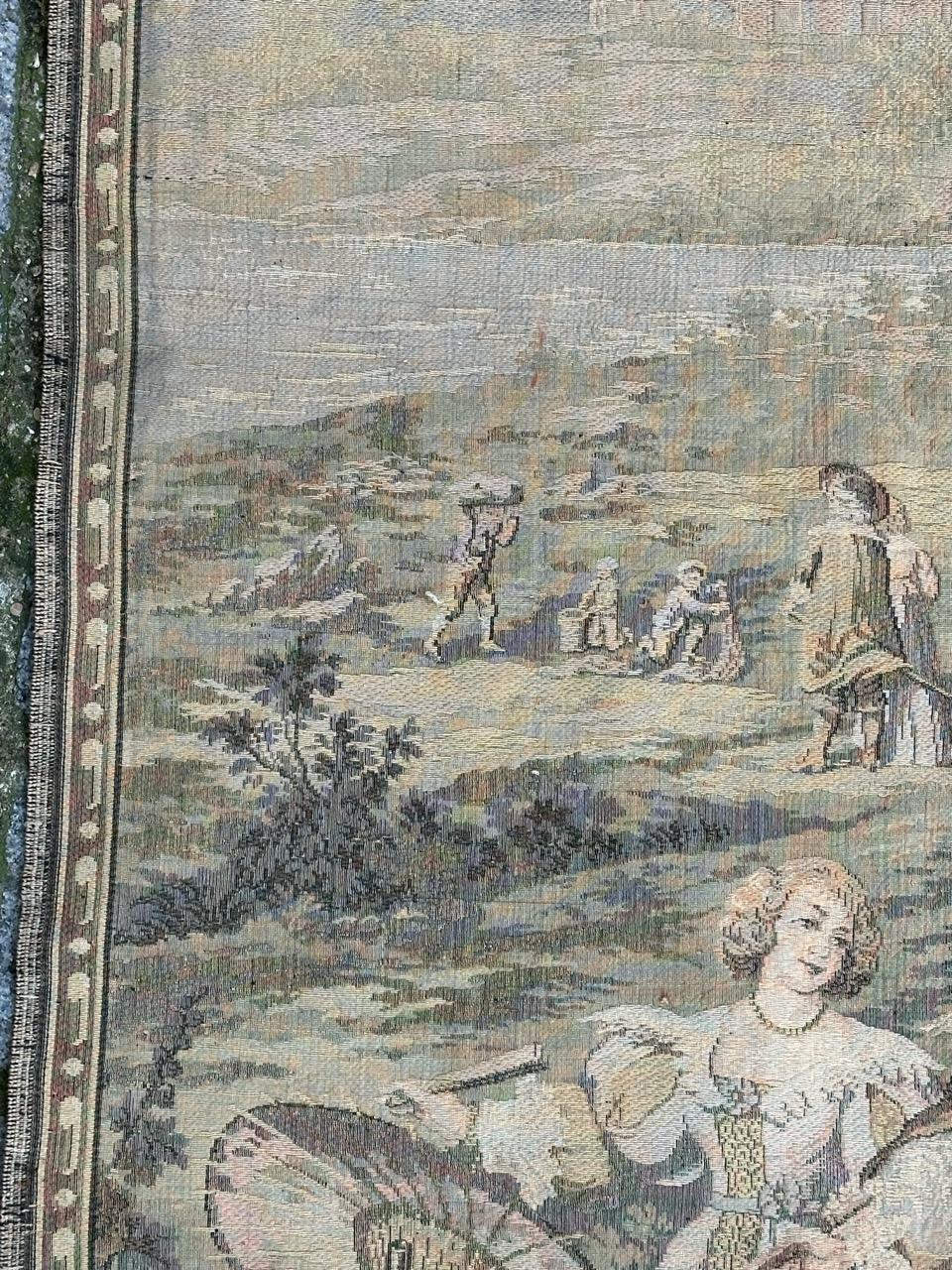 20th Century Bobyrug’s pretty vintage Aubusson style french jacquard tapestry  For Sale