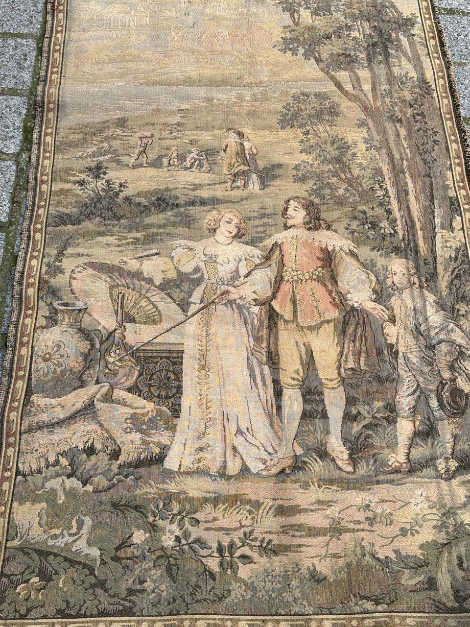 Bobyrug’s pretty vintage Aubusson style french jacquard tapestry  For Sale 1