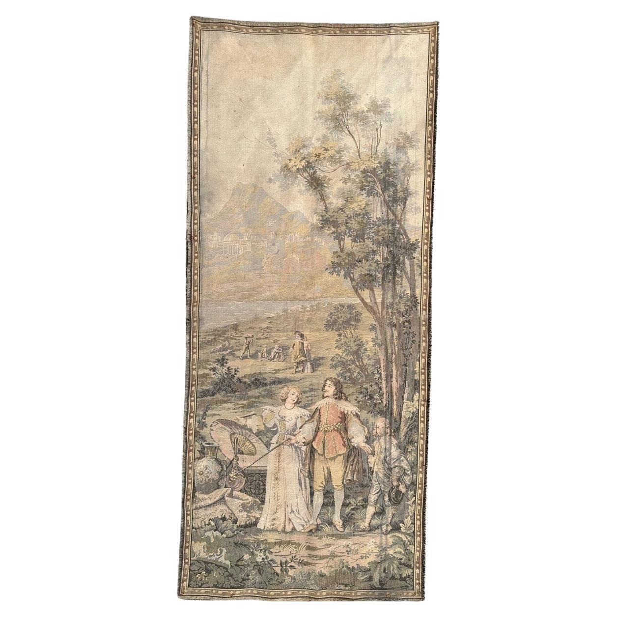 Bobyrug’s pretty vintage Aubusson style french jacquard tapestry  For Sale