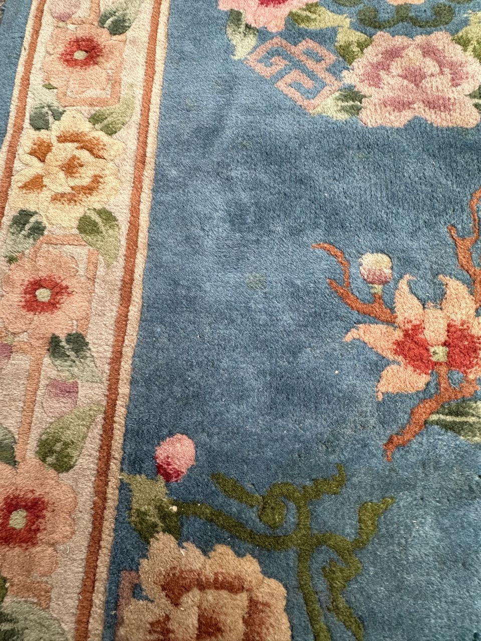 Chinoiserie Bobyrug’s pretty vintage Chinese rug  For Sale