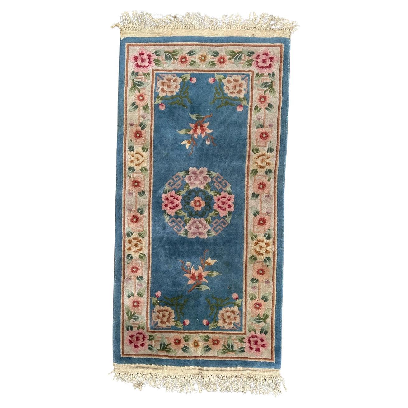 Bobyrug’s pretty vintage Chinese rug  For Sale