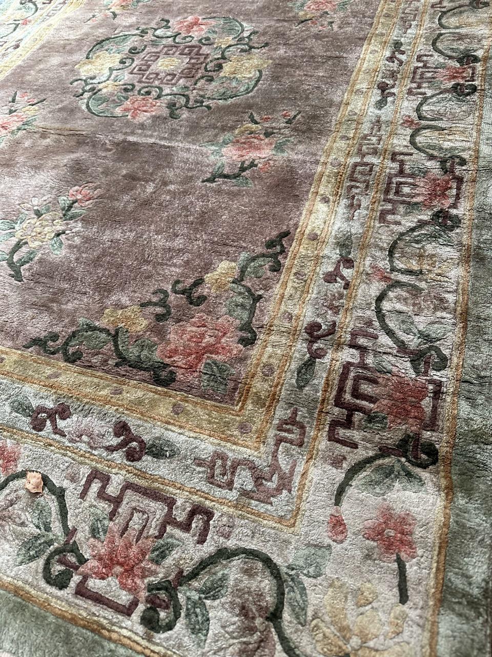 Bobyrug’s pretty vintage Chinese silk rug floral design  For Sale 5