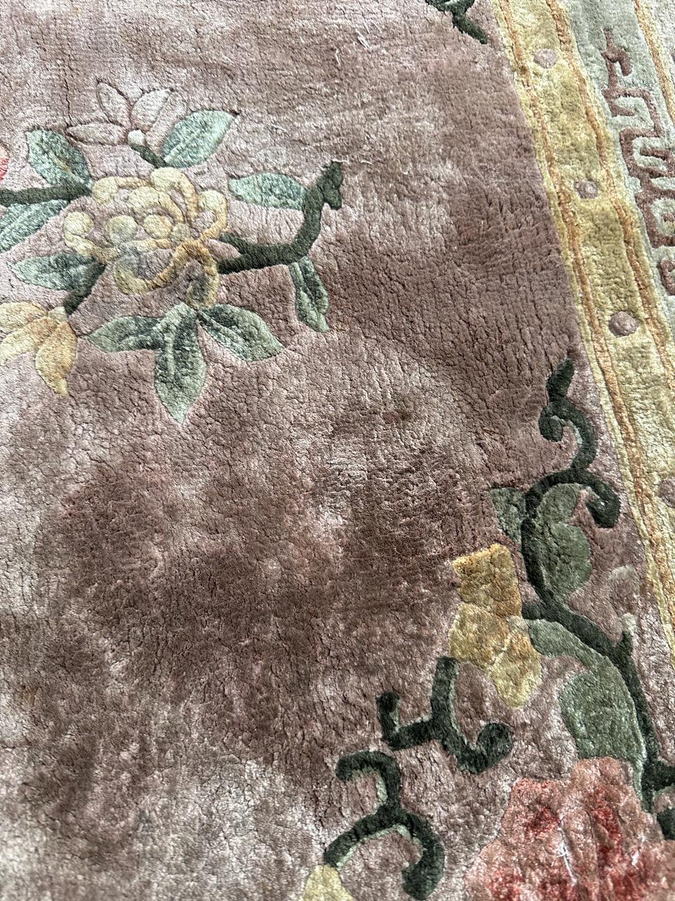Silk Bobyrug’s pretty vintage Chinese silk rug floral design  For Sale