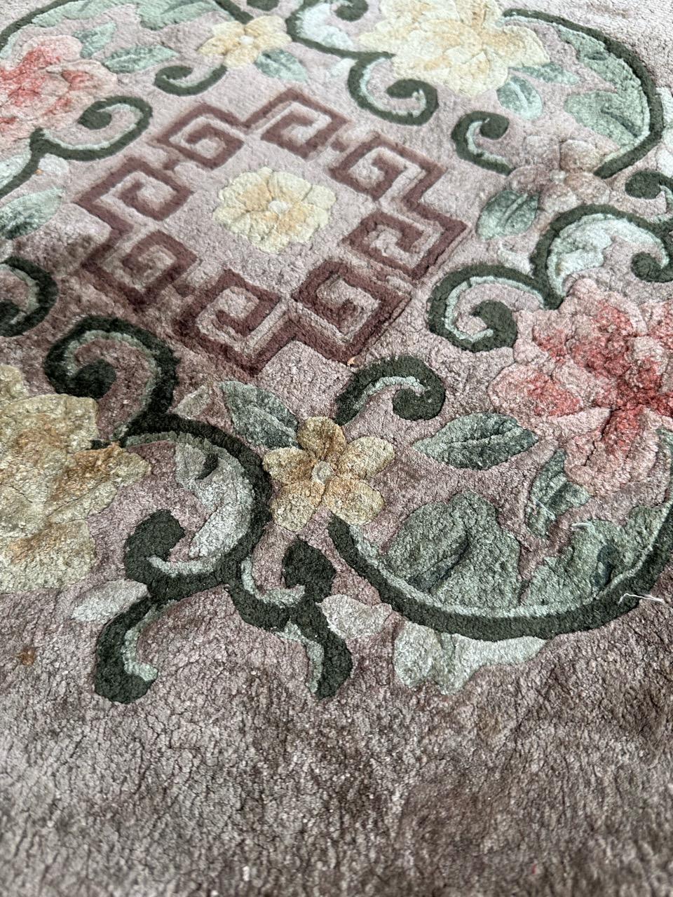 Bobyrug’s pretty vintage Chinese silk rug floral design  For Sale 2