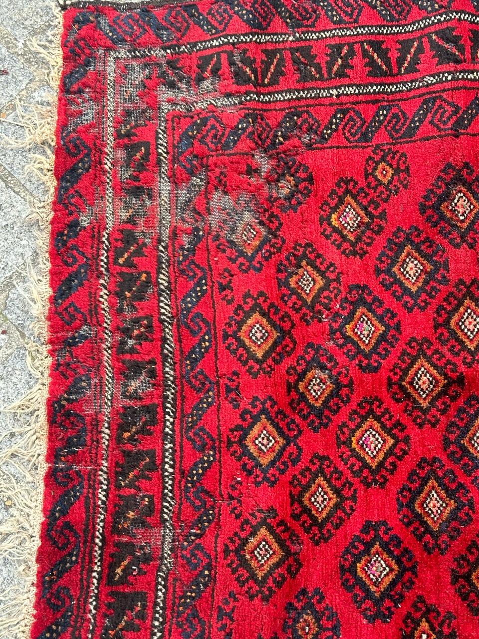 Afghan Bobyrug’s Pretty vintage distressed Baluch rug  For Sale