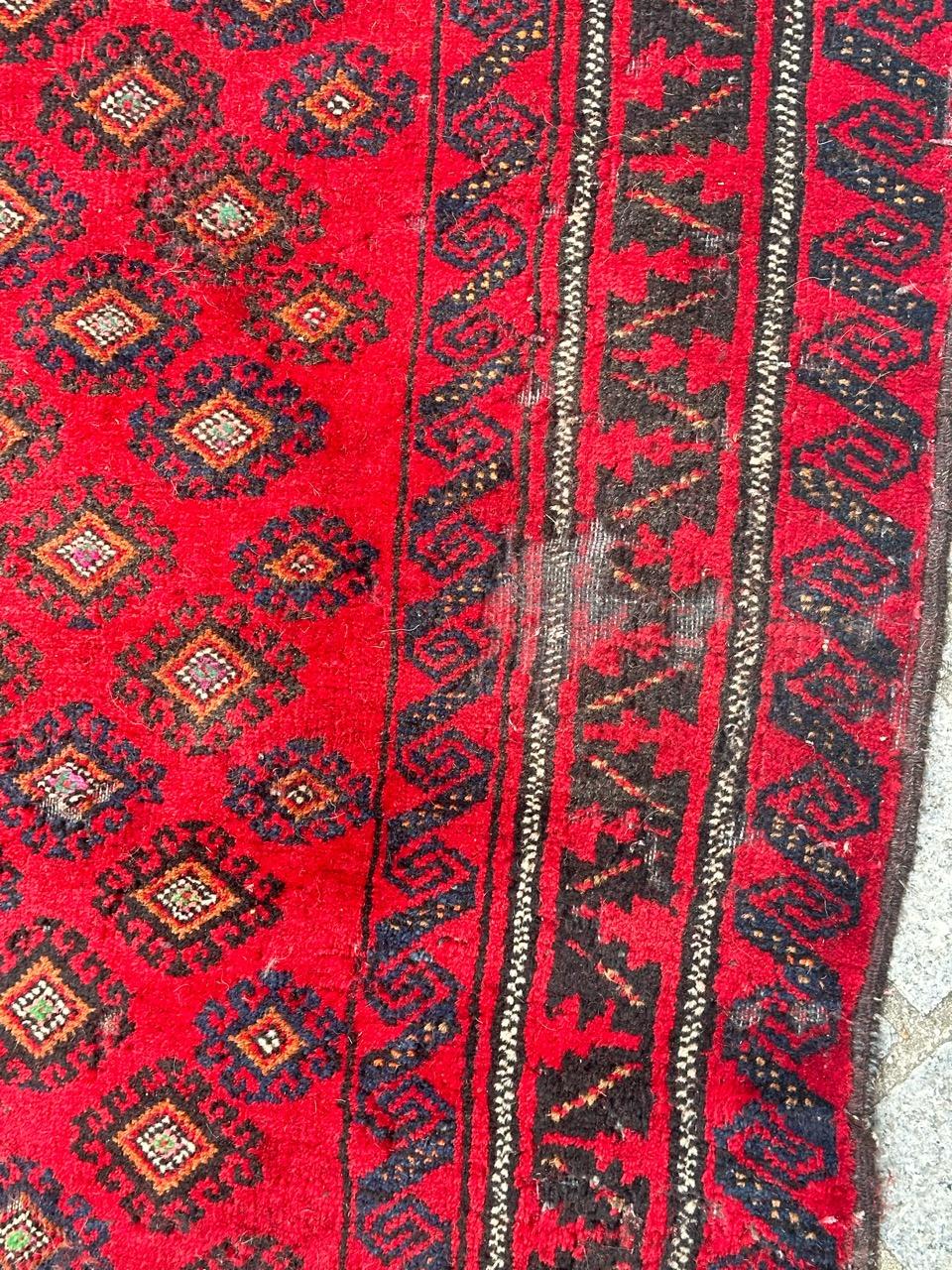 Hand-Knotted Bobyrug’s Pretty vintage distressed Baluch rug  For Sale