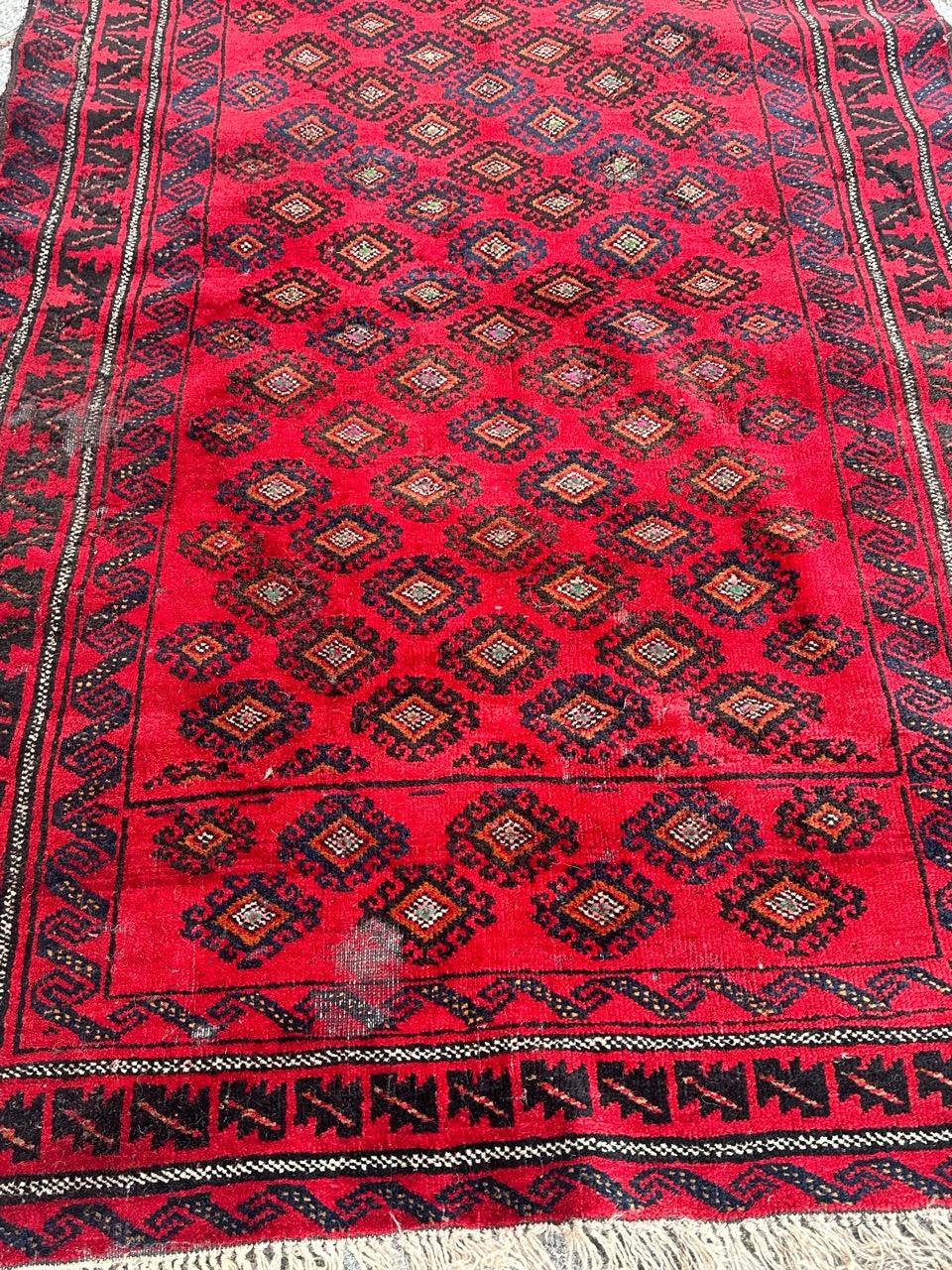 20th Century Bobyrug’s Pretty vintage distressed Baluch rug  For Sale