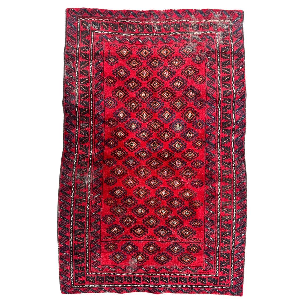 Bobyrug’s Pretty vintage distressed Baluch rug  For Sale
