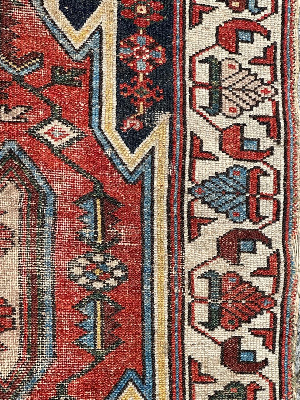 pretty vintage distressed mazlaghan rug  For Sale 2