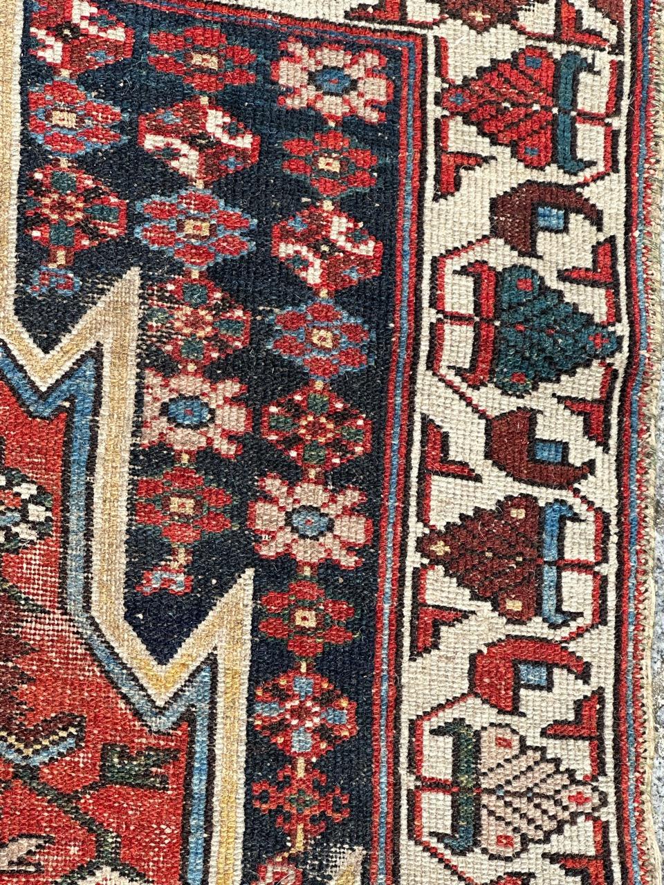 pretty vintage distressed mazlaghan rug For Sale 3