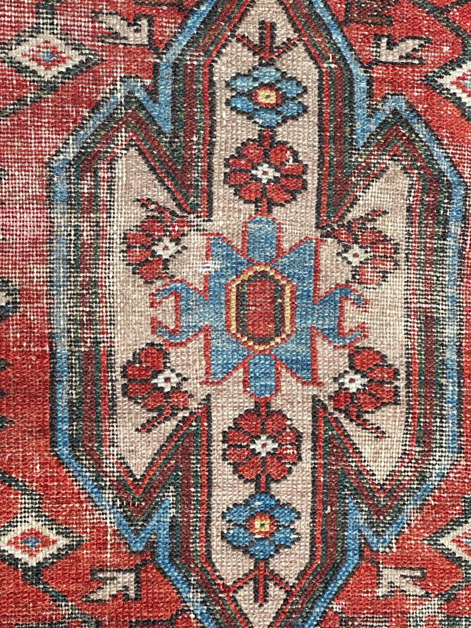 pretty vintage distressed mazlaghan rug  For Sale 4