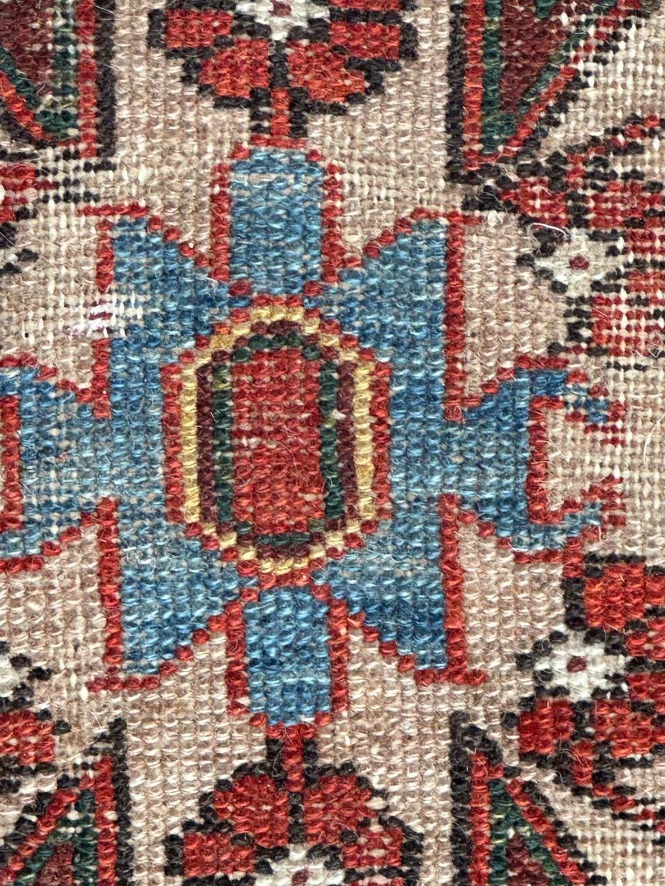 pretty vintage distressed mazlaghan rug For Sale 5