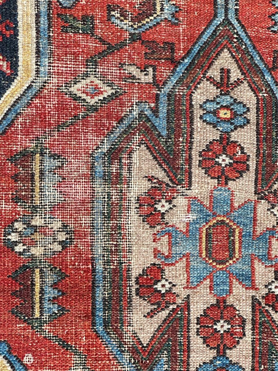 Rustic pretty vintage distressed mazlaghan rug  For Sale