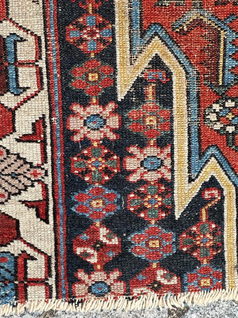 Hand-Knotted pretty vintage distressed mazlaghan rug  For Sale