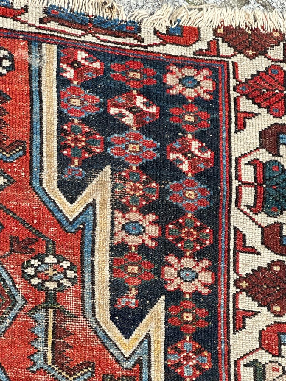 20th Century pretty vintage distressed mazlaghan rug For Sale
