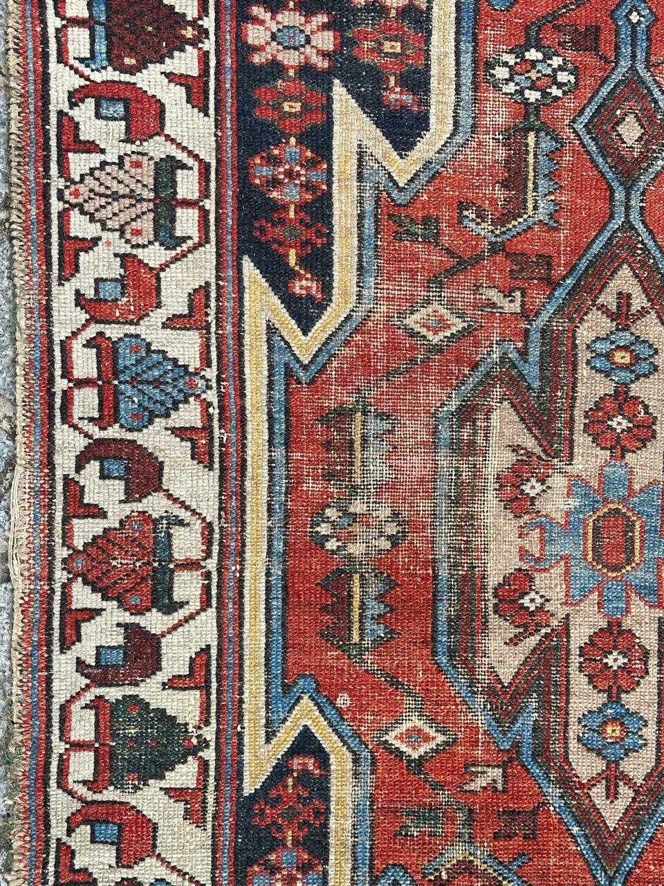Bobyrug’s pretty vintage distressed mazlaghan rug  For Sale 1